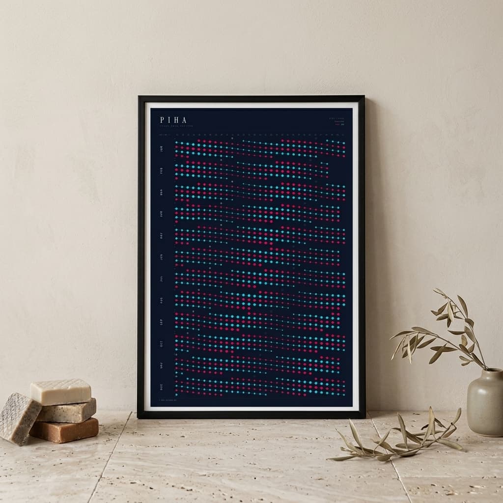 New Zealand tide poster in an interior setting