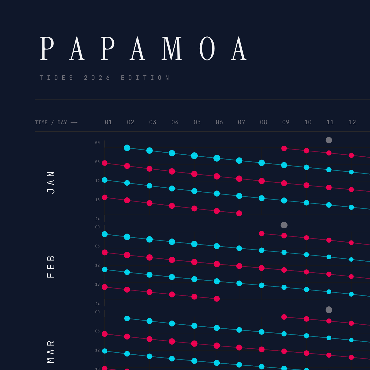 Papamoa poster detail — top left